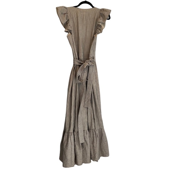 The GREAT. Spree Frontier Stripe Prairie Cottagecore Flutter Wrap Maxi Dress 1 - Picture 14 of 16